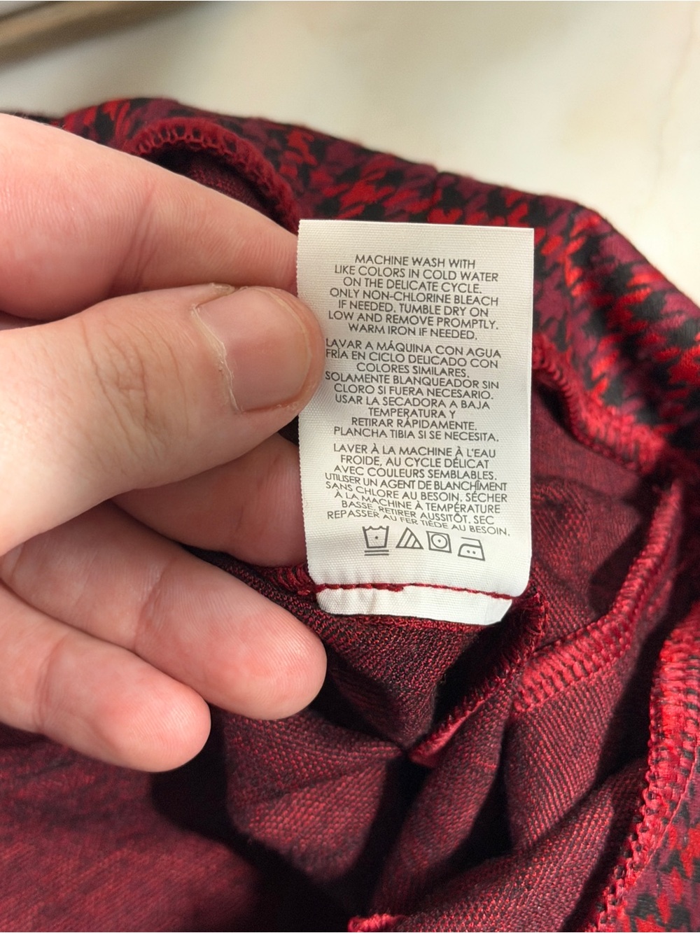 CAbi Burgundy Houndstooth Straight-Leg Pull-On Pants - Picture 7 of 8